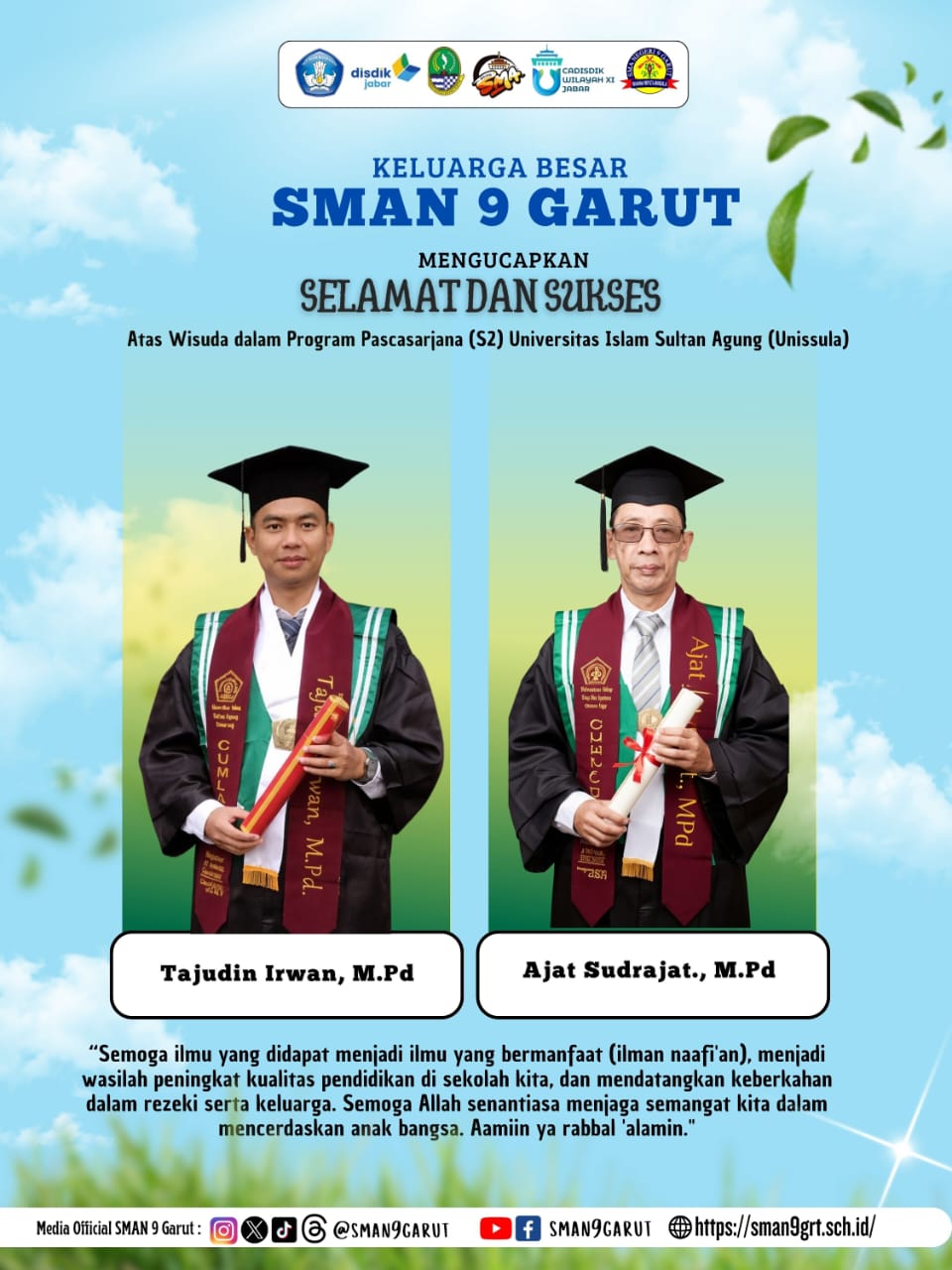 Komitmen Tingkatkan Mutu Pendidikan, Dua Guru SMA Negeri 9 Garut Lulus Program Pascasarjana Komitmen Tingkatkan Mutu Pendidikan, Dua Guru SMA Negeri 9 Garut Lulus Program Pascasarjana