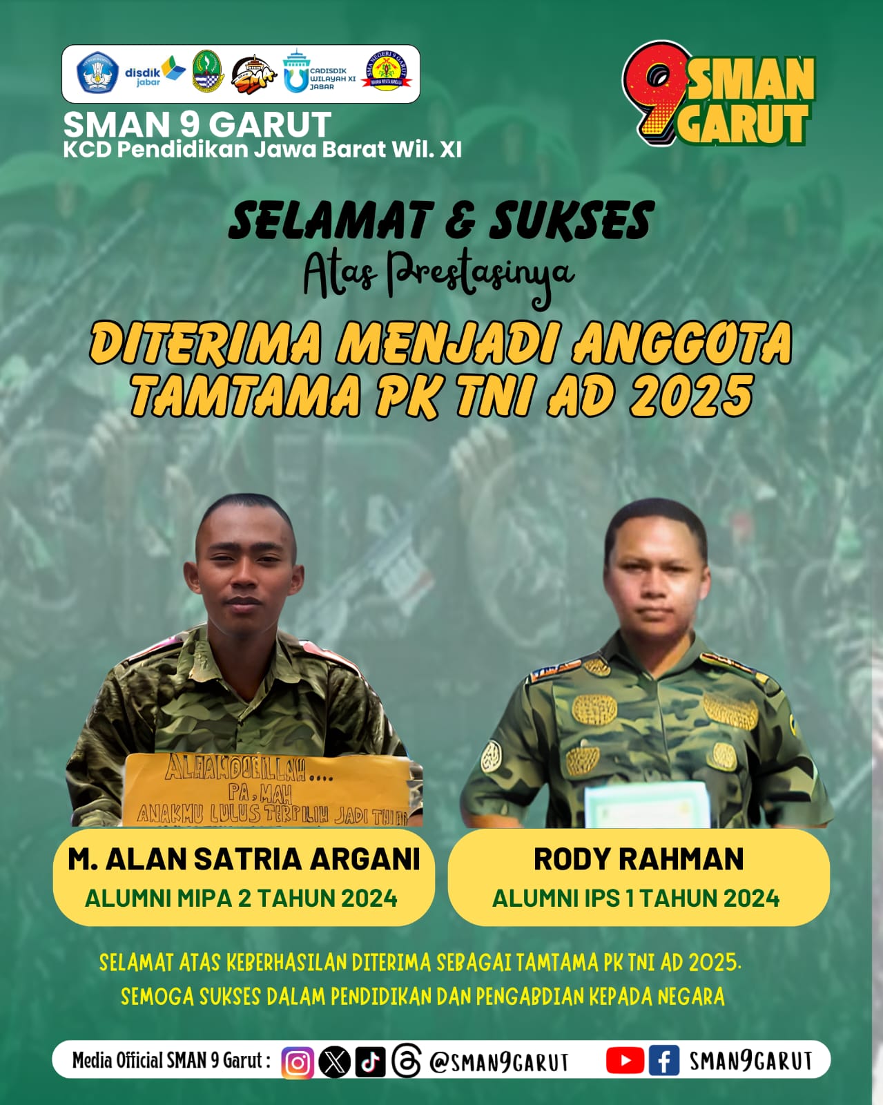 Selamat dan Sukses Menjadi Bagian TNI AD Selamat dan Sukses Menjadi Bagian TNI AD