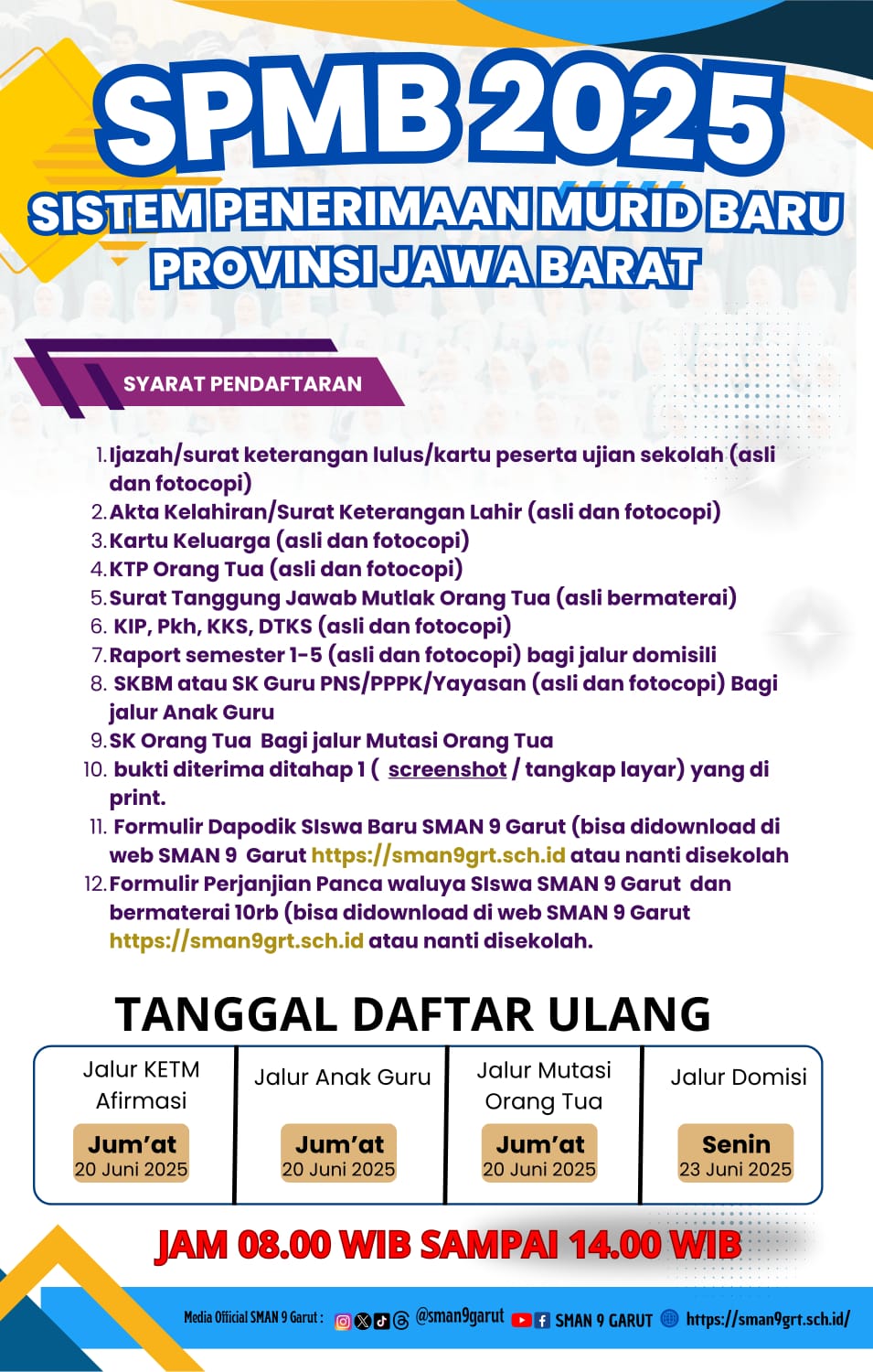 Formulir Dapodik dan Perjanjian Panca Waluya SPMB SMAN 9 Garut