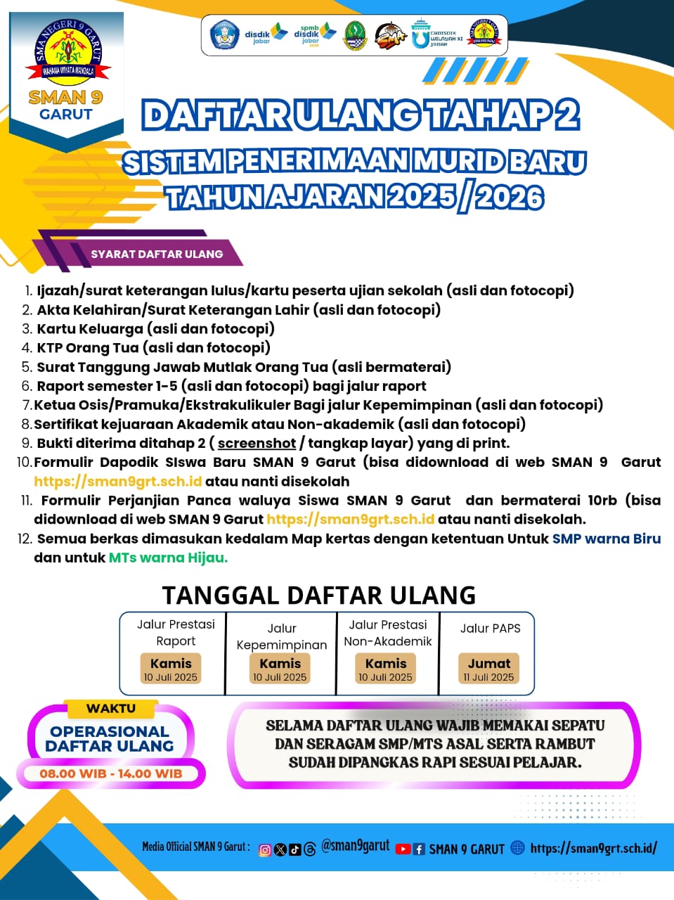 Daftar Ulang SPMB SMA Negeri 9 Garut
