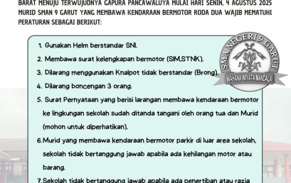 PENTING! Aturan Kendaraan Bermotor di SMA Negeri 9 Garut Mulai 4 Agustus 2025