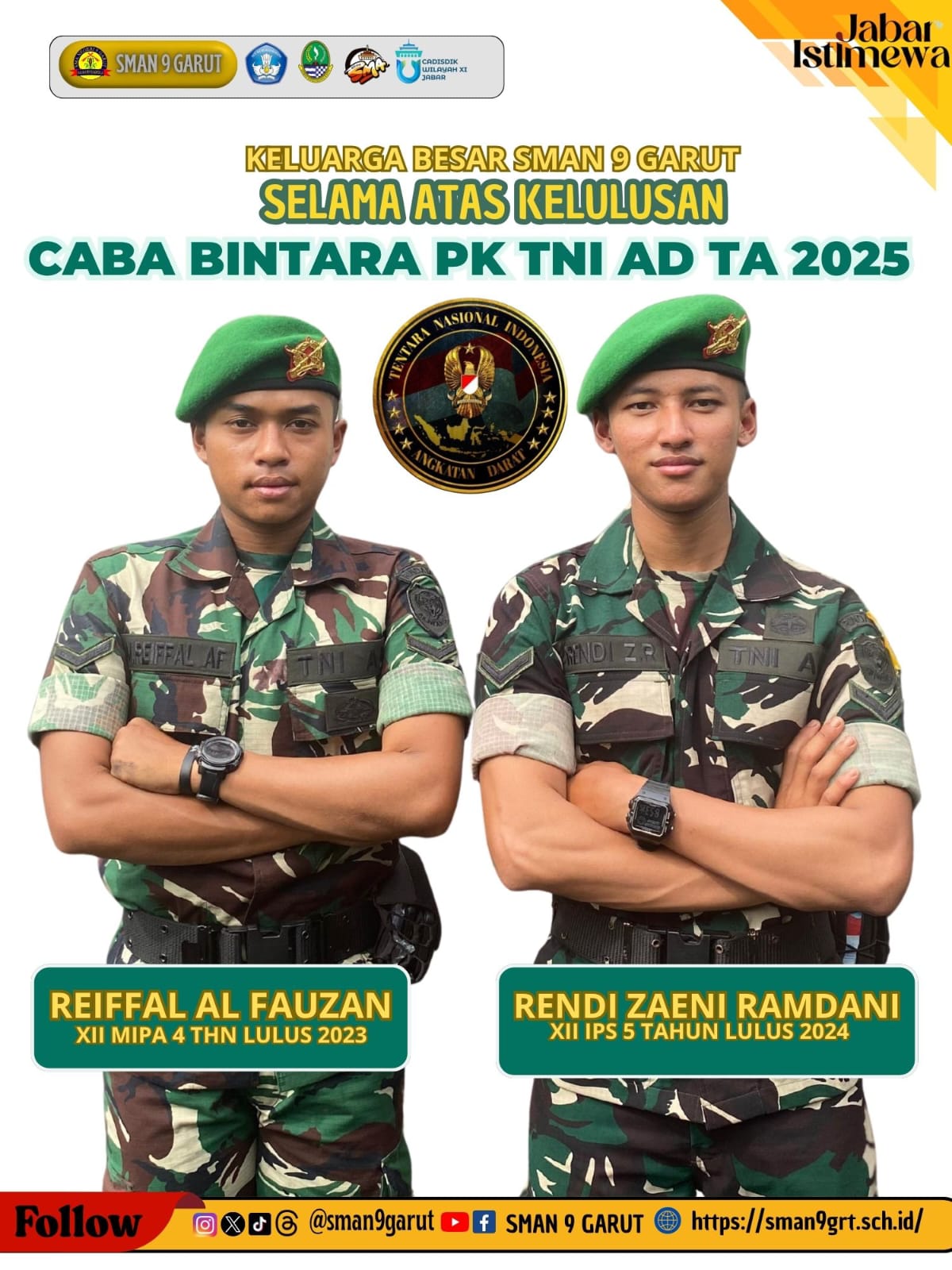 Prestasi Gemilang! Alumni SMA Negeri 9 Garut Berhasil Menjadi Calon Bintara PK TNI AD