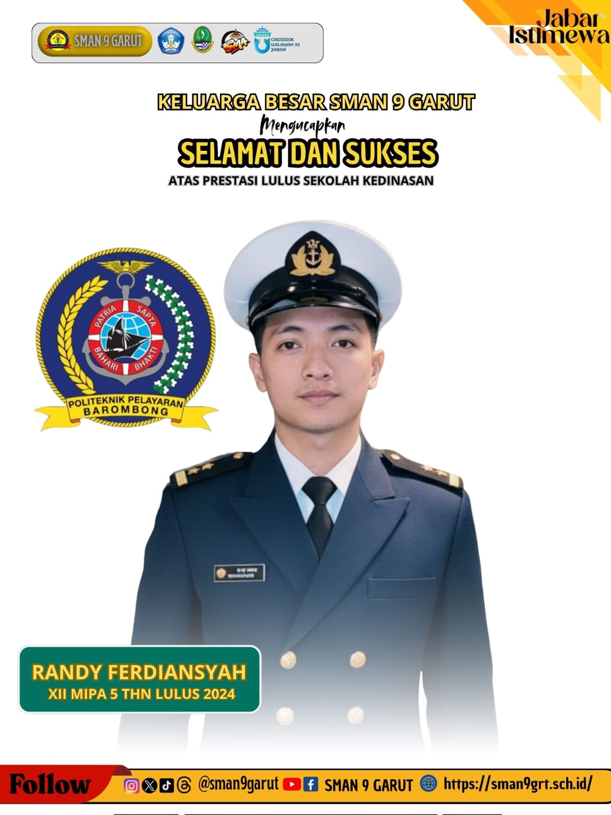 Keren! Siswa SMA Negeri 9 Garut Tembus Gerbang Kedinasan di Politeknik Pelayaran Barombong.