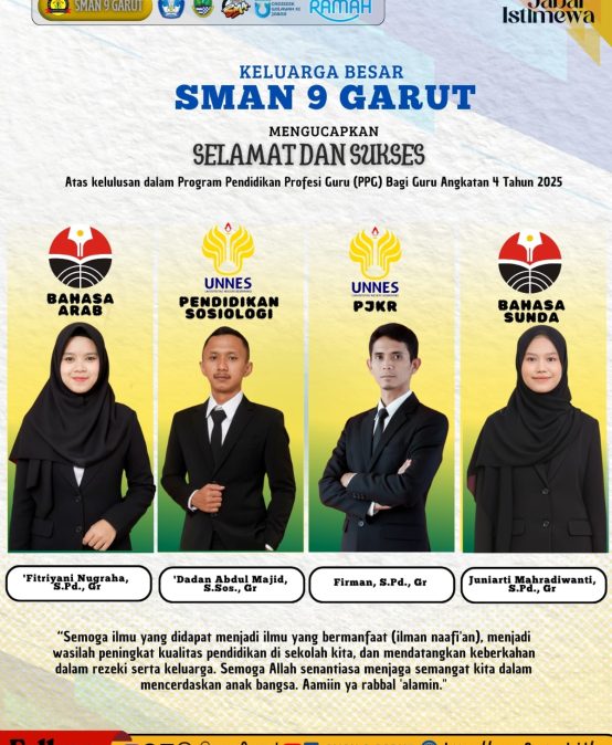 SMA Negeri 9 Garut Ucapkan Selamat dan Sukses atas Kelulusan Guru dalam Program PPG Guru Tertentu Tahap 3 Tahun 2025